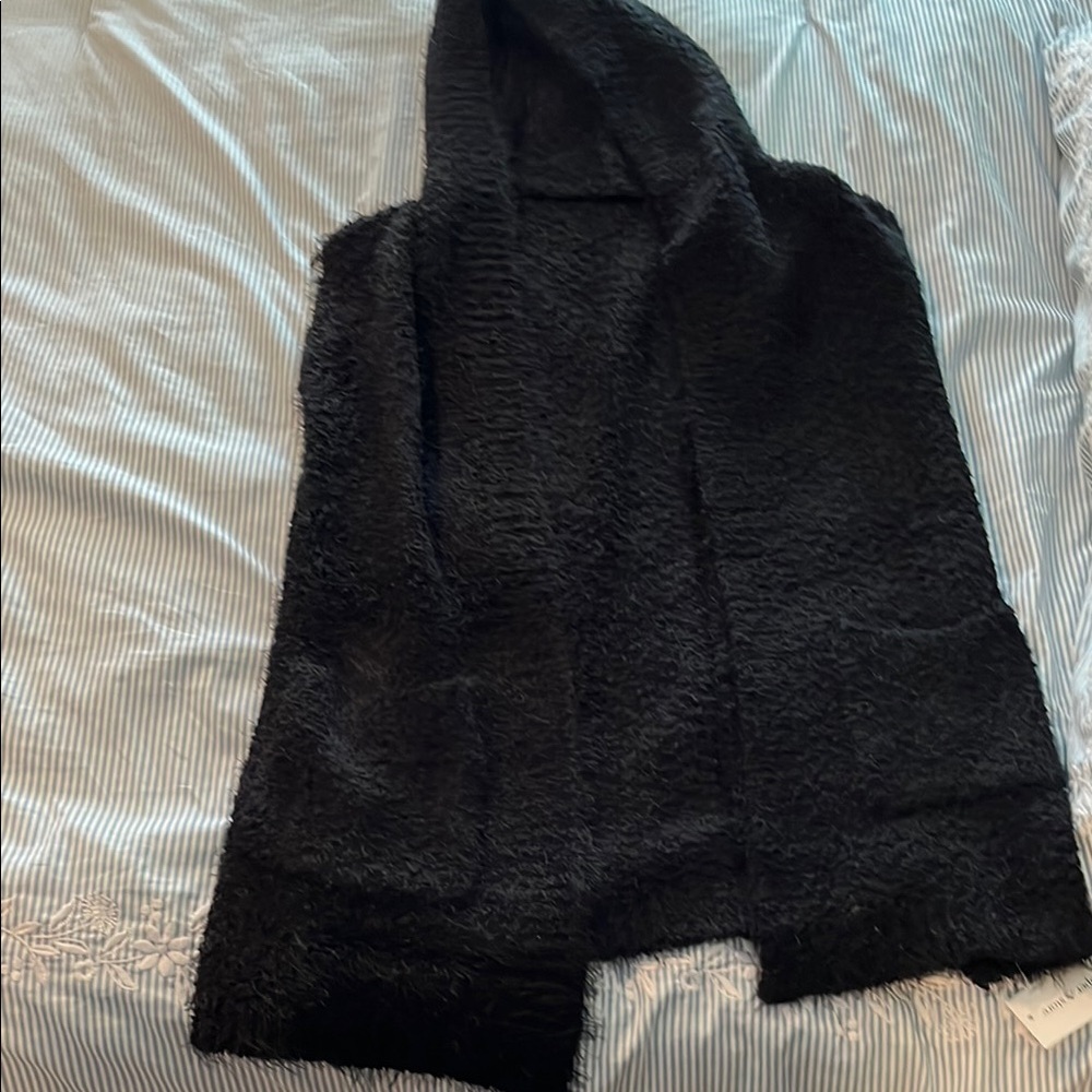 Cozy Black vest Hooded Shawl one size Bnwt